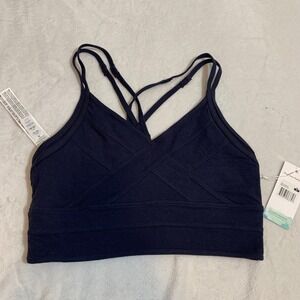 NEW Balance Collection Navy Blue Mid Impact‎ Sports Bra Crop Top Size Medium
